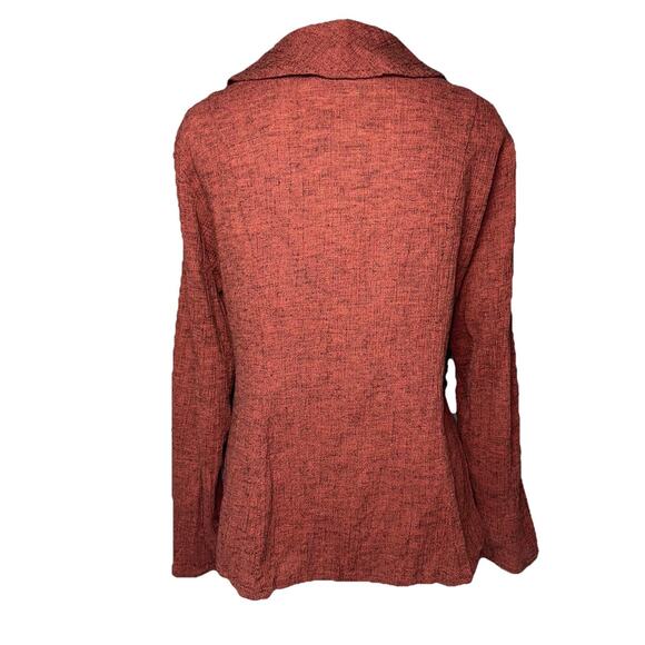 FLAX Cardigan Jacket Petite SM Rust Orange Woven Long Sleeve Button Career Work - Picture 4 of 8